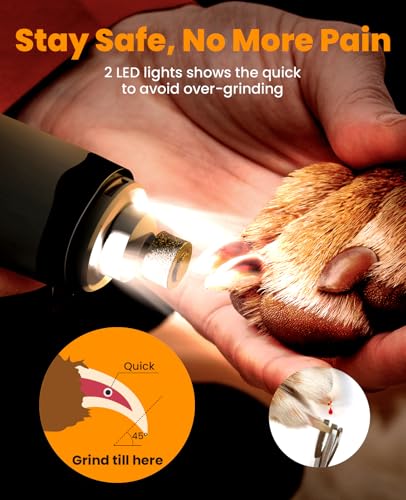 Image of oneisall Dog Nail Grinder and Paw Trimmer Kit 2 in 1 Low Noise Rechargeable Electric Pet Nail Grinder with 2 LED Lights and Cordless Dog Grooming Clippers with Double Blades