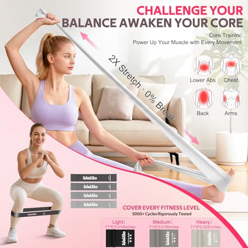 Image of WALITO 15 PCS Pilates Kit, Adjustable Pedal Resistance Band with Handle, Figure 8 Resistance Band for Exercise Women, At Home Workout Equipment Set with Yoga Ball & Booty Bands for Full Body Gym