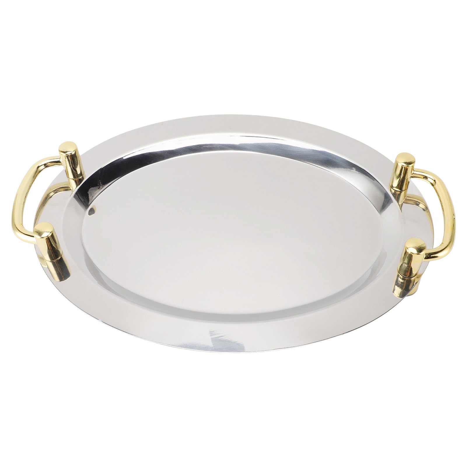 Aramox Plato de Acero Inoxidable, Bandeja para Servir de Acero Inoxidable 304 con Asa, Plato de Metal Multifuncional para Restaurante, Hotel, Buffet, Catering, Servicio de Alimentos (#3)
