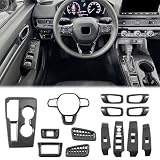 Fancemot 14 Pcs Carbon Fiber Interior Kit Compatible with 2022-2026 11th Gen Honda Civic, AC Air Vent Cover Steering Wheel Cover Gear Shift Panel Cover Inner Door Handle Cover
