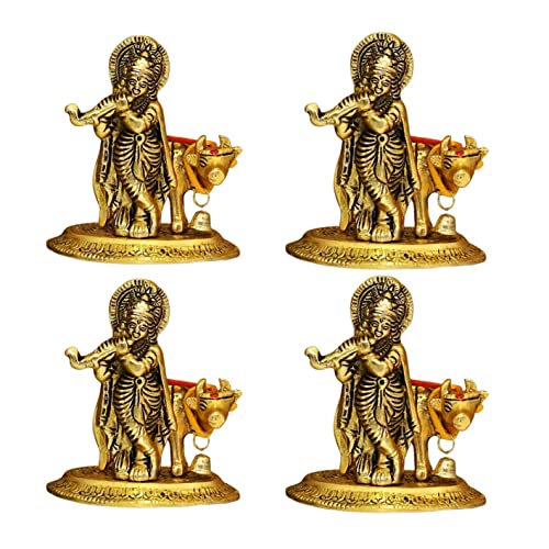 Image of Betterminds Metal Return Gifts For Women Lord Krishna (Pack Of 4), Wedding Gift Anniversary Housewarming Corporate Gifts, Baby Shower Return Gifts, Gold