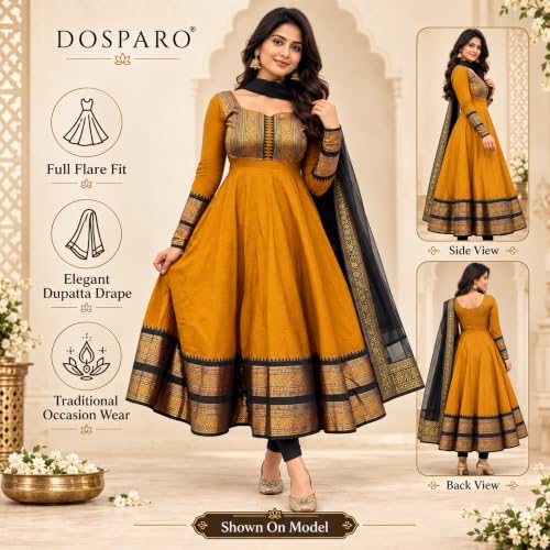 Image of Elegant Zari Jacquard Weaving Gown with Lace Border Dupatta - Traditional Indian Ethnic Wear for Weddings, Festivals, and Special Occasions