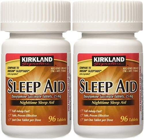 KIRKLAND SIGNATURE Sleep Aid Doxylamine Succinate 25 Mg X Tabs (53201812) No Flavor 96 Count Pack of 2