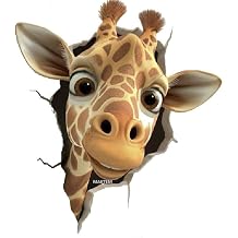 MAKTEM Peeking 3D Giraffe for Car Bumper, Window, Car Panel, Cute Funny Animal Vinyl Waterproof Unique Car Sticker Giraffe