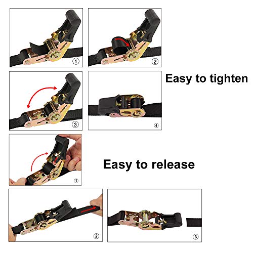 Endless Ratchet Tie Down Straps Heavy Duty Cargo Tie Downs, Sturdy Nylon Black Strap Down Ratcheting Securing Straps, Track Spring Fittings, Tie-Down Motorcycles, Trailer Loads, Kayak by Ayaport - Image 4