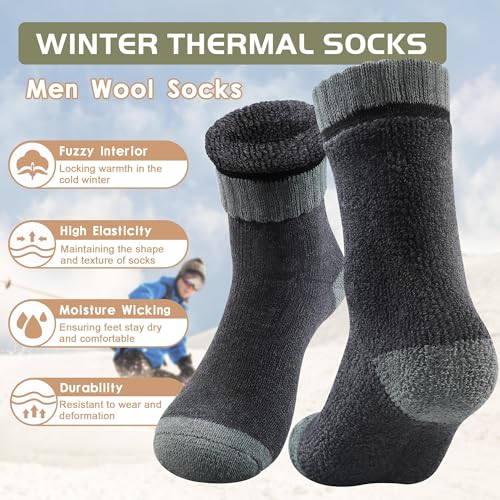 Yeblues 4 Pairs Merino Wool Socks - Warm, Soft Thermal Socks for Men - Great for Hiking and Winter4