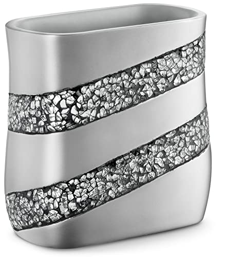 Creative Scents Silver Mosaic Bathroom Trash Can 2.11 Gal / 8L - Decorative Waste Basket for Bathroom - Durable Slim Small Garbage Can for Bathroom, Powder Room, Bedroom or Living Room Decor