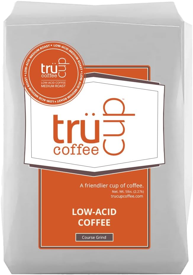 trücup Low Acid Coffee, Whole Bean Coffee Medium Roast 2 LB, Natural Water&Steam Process (60% Less Acid), Smooth Flavor, Stomach-Friendly Rich in Antioxidants