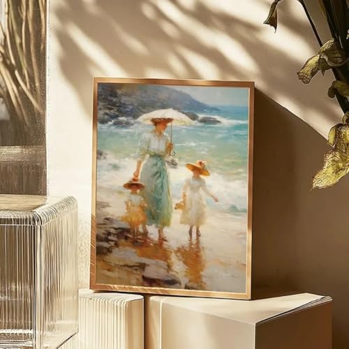 Art côtier vintage affiche toile plage mer bleue - 2