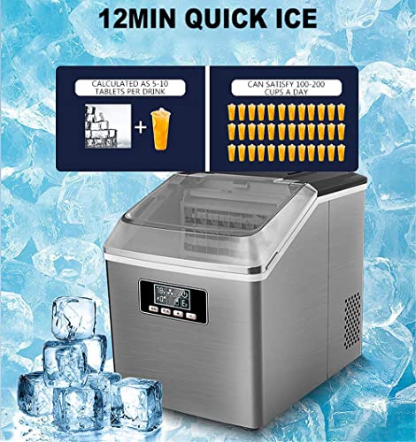 MHGD Aufsatz-Eismaschine, 55 lbs in 24 Stunden, elektrische Eismaschine mit LCD-Display, Selbstreinigungsfunktion, für… – Bild 5