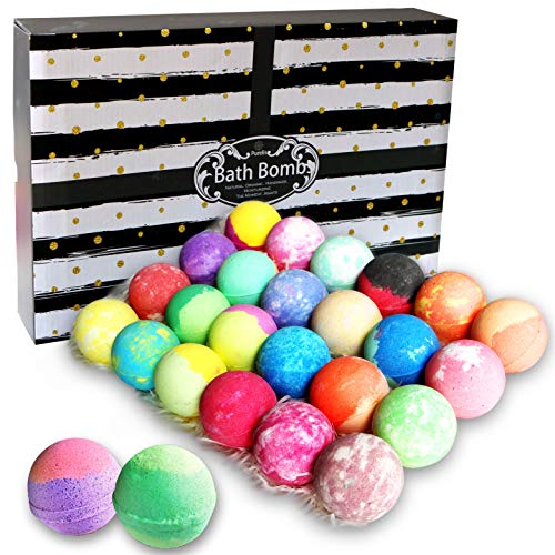Bath Bombs Gift Set for Women and Men. 24 Luxury Bath Bombs Individually