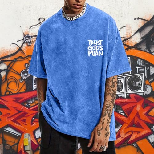 Image of BINTEHGS God Christian T Shirts for Men Jesus Faith Shirt Acid Wash Oversized Tees Bible Verse Graphic Vintage Tshirt