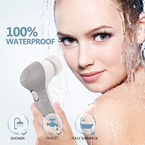 Facial Cleansing Brush [Newest 2021], PIXNOR Waterproof Face Spin Brush with 7 Brush Heads for Deep Cleansing, Facial Brush for Gentle Exfoliating, Removing Blackhead, Massaging - Thumbnail 3