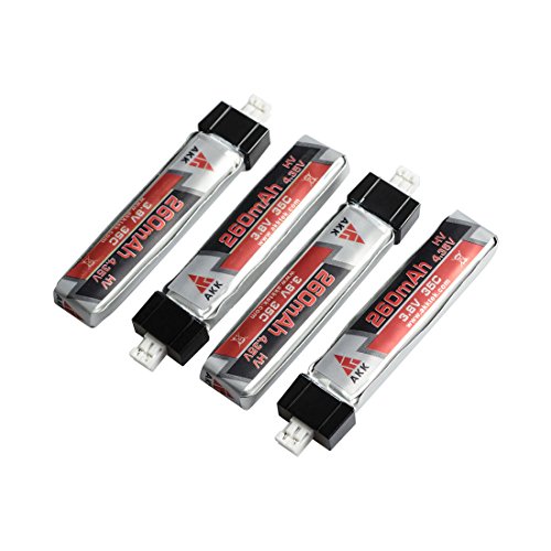 AKK 4pcs JST-PH 2.0 260mAh 35C 3.8V HV 1S Lipo Battery for Tiny Whoop Blade Inductrix