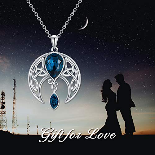 Aoboco Moon Necklace Sterling Silver Celtic Knot Crescent Moon Goddess Pendant Irish Good Luck Necklace For Women Mom Wife, Embellished With Crystals From Austria #TOP5