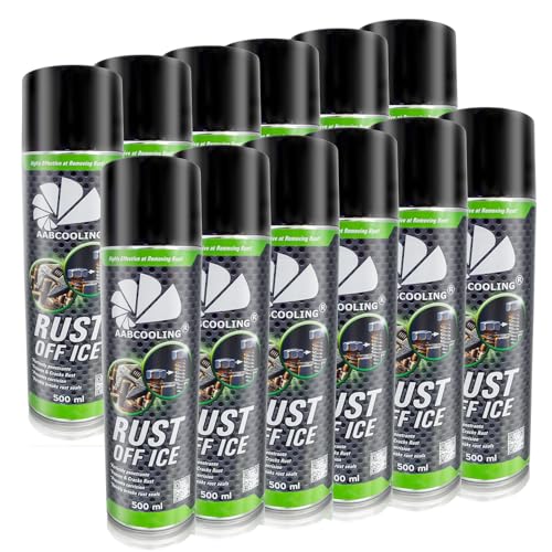 AABCOOLING Rust Off Ice 12x 500ml – Dissolvant de Rouille avec Choc Thermique -40°C, Dérouillant, Enlève la Rouille en Spray, Rust Remover, Empêche la Formation de Corrosion et Débloque Les Pièces, FR