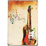 ERLOOD Music Poster Guitar Retro Metal Vintage Decor Tin Signs 12