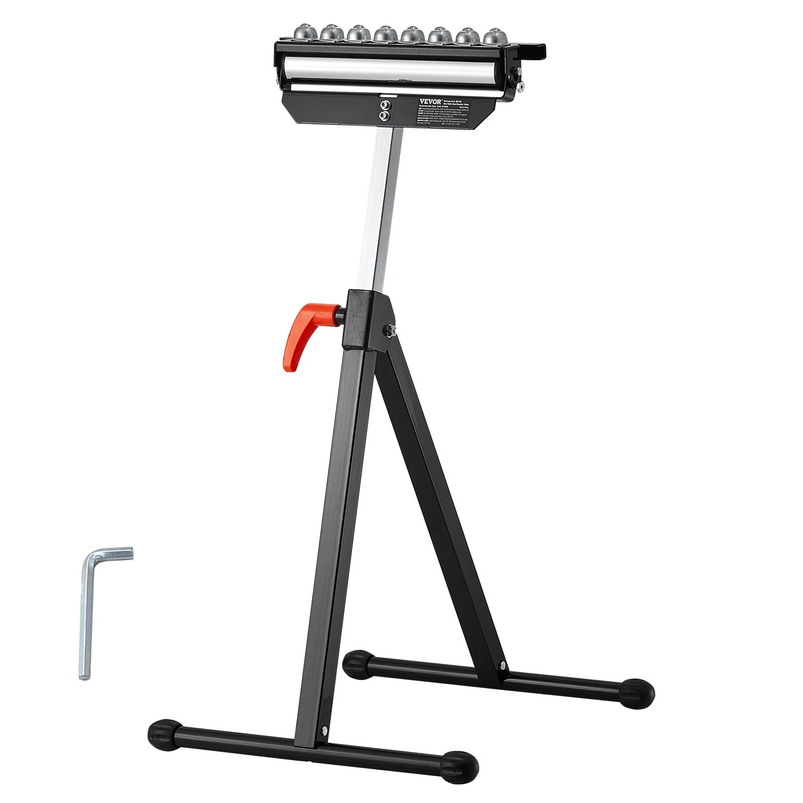 VEVOR Supporto a Rulli, Carico di 136 kg Supporto a Rulli per Troncatrice da Tavolo, Altezza Regolabile 680 a 1079,5 mm per Impieghi Gravosi con Testa a Rulli Multidirezionale Lucidata da 292,1 mm