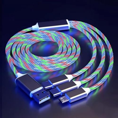 Image of 3-in-1 USB Charging Cable - Triple Port Type-C /Micro USB Fast Charger & Sync Cord for Smartphones, Tablets - Colorful & Compact