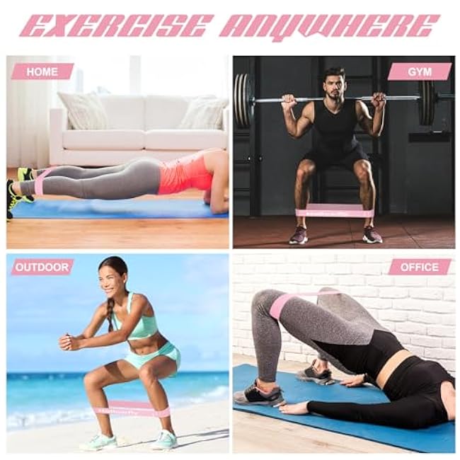 12 Pcs Latex Resistance Loop Exercise Bands for Booty Workout Stretch Exercise Bands Non Slip for Legs Squat Resistance Loop Women Men Starter Butt Hip Thigh Fitness