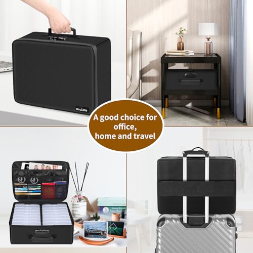 Photo Storage Box with Lock,DocSafe Fireproof Photo Organizer Box with 16 Inner 4" x 6" Photo Case(Clear),Collapsible Portable Photo Filing Safe Storage with Water-Resistant Zipper for Photos,Picture by DocSafe - Used condition - Image 7