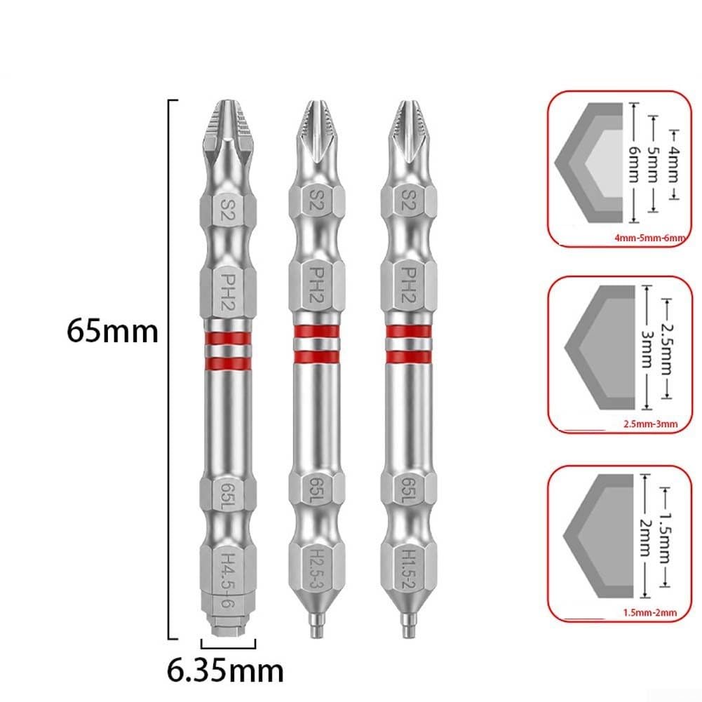 para puntas Destornillador Doble Cabeza 100mm Magnetizadas (3PCS 65mm)
