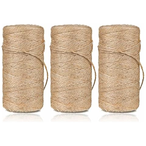 Garden Twine Heavy Duty Natural Jute Twine String for Crafts Jute Rope for Gardening Decoration Gift Wrapping Packing Bakery Boxes Vintage Style Gifts Floristry DIY Arts and Crafts Brown (3 Pack) Cover