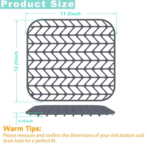 AWOKE Sink Protectors for Kitchen Sink - 12.25" x 11.5" Sink Mat - Heat-resistant Easy-clean Silicone Sink Mat - for Protection of Stainless Steel Sink Pack of 2