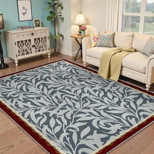 Tapis antidérapant lavable 90x150cm bleu résistant aux pliures et doux pour salon