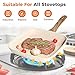 NEWBULIG 3-Piece Nonstick Grill Pan Set, Square Griddle Pans with Wooden Handle, Compatible with All Stovetops, Ideal for Steak, BBQ & Vegetables, (9.5