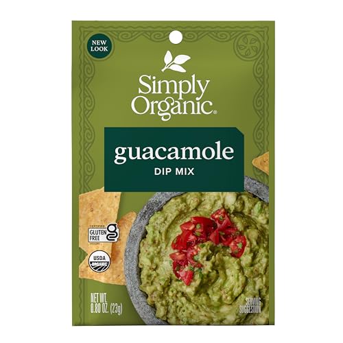 Image of Simply Organic Guacamole Sauce Mix, 4 Ounce Pouch, Just Add Avocados for Zesty, Robust and Creamy Guacamole (Pack of 6)