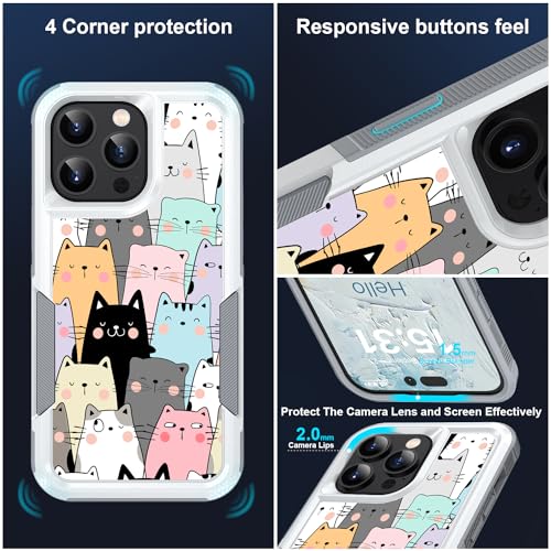 Candykisscase Case for iPhone 14 Pro, Cute Cats Funny Pattern Shock-Absorption Hard PC and Inner Silicone Hybrid Dual Layer Armor Defender Case for Apple iPhone 14 Pro - image 6