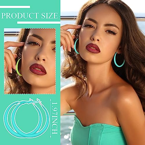 Sasylvia 16 Pairs Matte Hoop Earrings Colorful Hoop 80s Retro Neon Drop Earrings for Women2