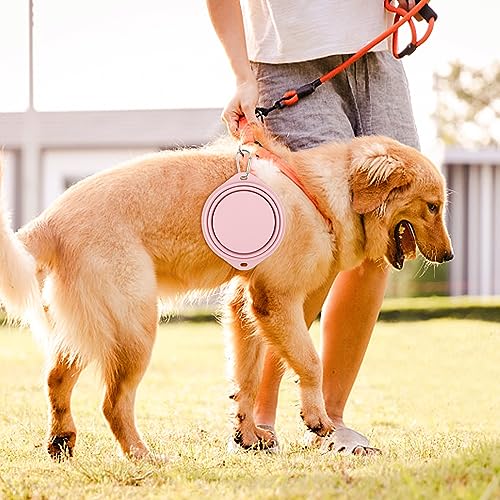 2 Stück Faltbare Reiseschale Auslaufsichere Hundenapf Faltbar aus Silikon Wassernapf für Hunde Unterwegs und Haustiere für Wasser und Futter(Rosa, Blau)