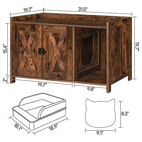 Alloswell Cat Litter Box Furniture, Cat Washroom Storage Bench, Hidden Cat Litter Cabinet, For Living Room, Bedroom, Entrance Hallway, Rustic Brown Cwhr2501 #TOP4