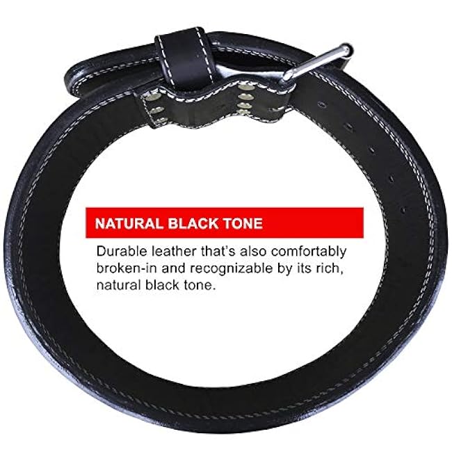 Powerlifting Belt for Weight Lifting - 4 Wide by 10mm Thick - Single Prong Heavy Duty Adjustable Weightlifting Belt, High Grade Leather - BOLT Black Large