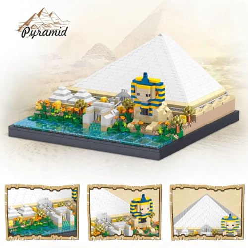Image of Kawaii Kart Architectural Wonders Great Pyramids of Giza Monument Building Blocks 1600+ Pieces Mini Bricks Set, Architecture Educational Construction Learning Brick STEM DIY Collectible Toy