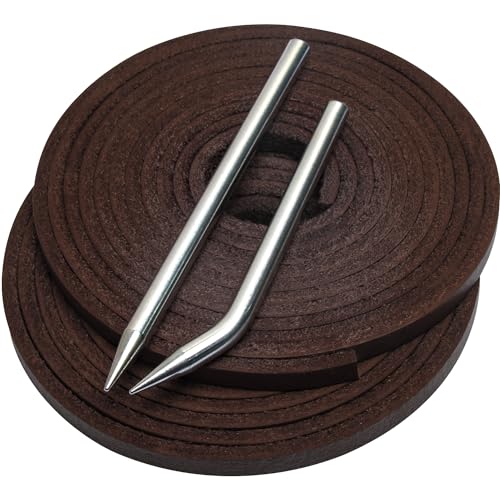 Aeesio Softball Baseball Glove Lace, Mitt Lace Repair Kit Includes 2 Leather Laces and Lacing Needle for Catcher's Glove (Dark brown)