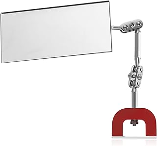 Copkim 1 Pcs Rectangular Inspection Mirrors Magnetic Base Welding Mirror 4" x 2" Magnetic Mirrors Dual Universal Joints 360° Adjustable Design for Mechanical Repair Welding Inspection