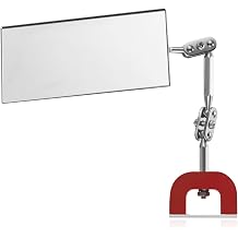 Copkim 1 Pcs Rectangular Inspection Mirrors Magnetic Base Welding Mirror 4" x 2" Magnetic Mirrors Dual Universal Joints 360 Adjustable Design for Mechanical Repair Welding Inspection
