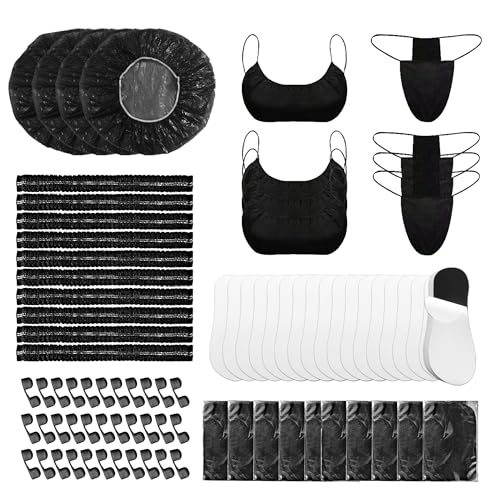 Image of 100 Pcs Tan Spray Tanning Essentials Kit: 20 Each Hair Nets, Nose Plugs, Sticky Spray Tan Feet Pads & Disposable Undergarments,Premium Quality Accessories for Salon