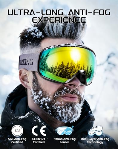 Image of Innerking OTG Ski Goggles, Anti-Fog Snowboard Goggles for Men & Women | SGS-certified anti-fog lenses, OTG over-glasses design, UV protection, and helmet compatibility