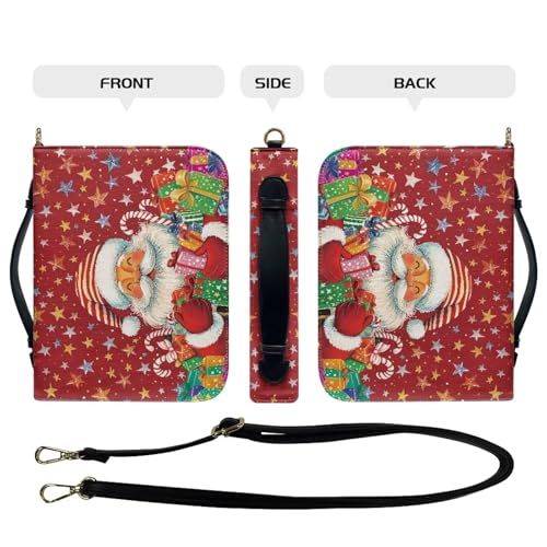 Bible Covers for Women Waterproof Leather Bible Case with Shoulder Strap Christmas Decor Church Bible Bag for Worship4