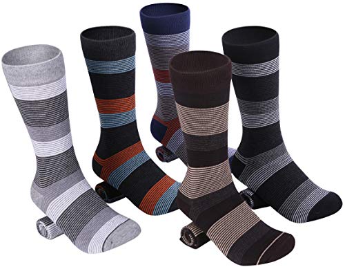 Marino Mens Patterned Dress Socks, Colorful Fun Socks, Fashion Cotton Socks - 5 Pack - Conventional Design Dress Socks3