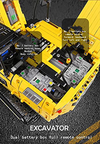 XJJY Technic Heavy-Duty Bagger Spielzeug-LKW-Modell, 1830-teiliges Baufahrzeug-Bauset 2,4 GHz/APP RC-Bagger-Bausteine… – Bild 7