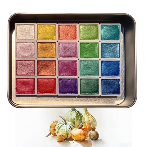 Conjunto De Pintura De Acuarela - Pintura De Acuarela Metalizada, Colores Sóidos Con Brillo | Paleta De Pintura De Acuarela Portátil, 20 Colores De Pintura Acuarela Perlada En Una Caja