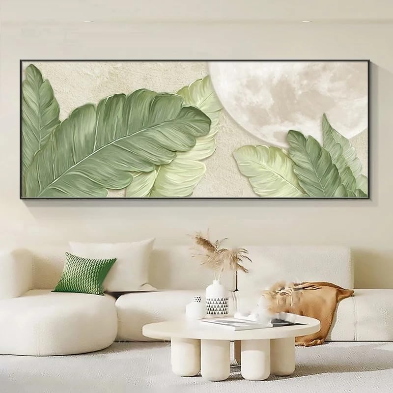 Arte de pared abstracto con lienzo de hoja verde de alta definición