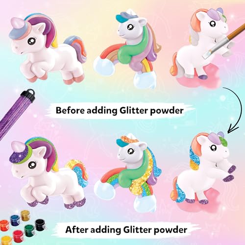 Image of Little Berry DIY Art and Craft Items | Magical Unicorn Craft Kit | Make 6 Glitter Fridge Magnets | Painting Art and Craft Set for 3-10 Year Old Girls and Boys | DIY Kit for Kids
