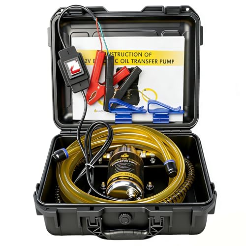 steauty 12V 100W Oil Transfer Pump Set, Fast 1-4L/min Flow for Gear, Transmission, Lubricating Oil Changes, Mess-Free Fluid Transfer Pump, Electric Transfer Pump for Cars, Trucks, Boats, Lawnmowers