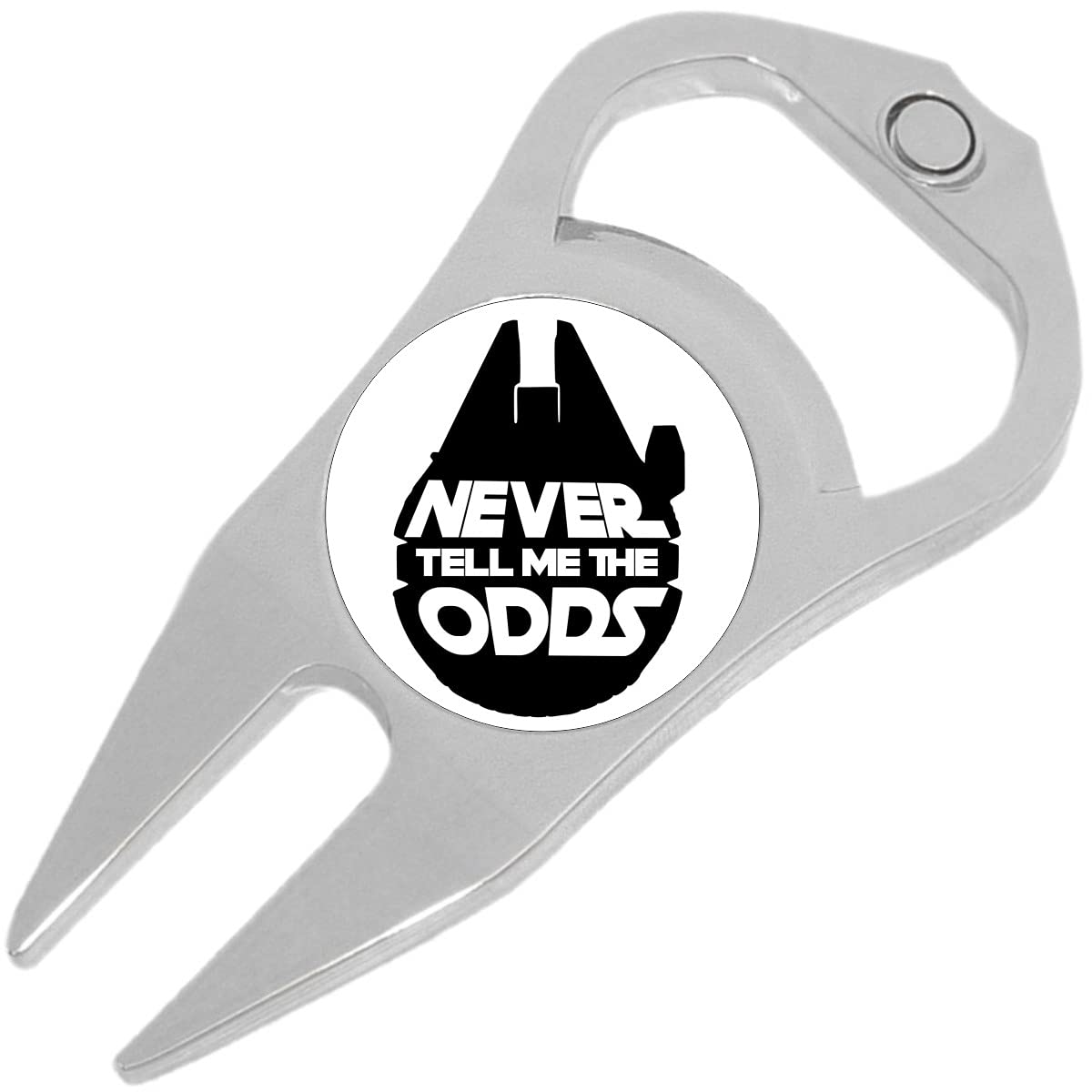 Never Tell Me The Odds Golf Ball Marker Divot Repair Tool Bottle Opener